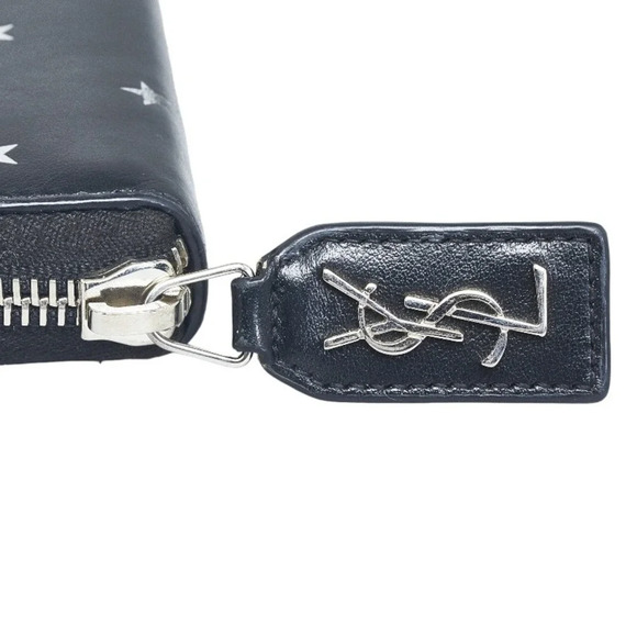Authentic YSL Star Print Leather Zip Around Wallet - Picture 5 of 12